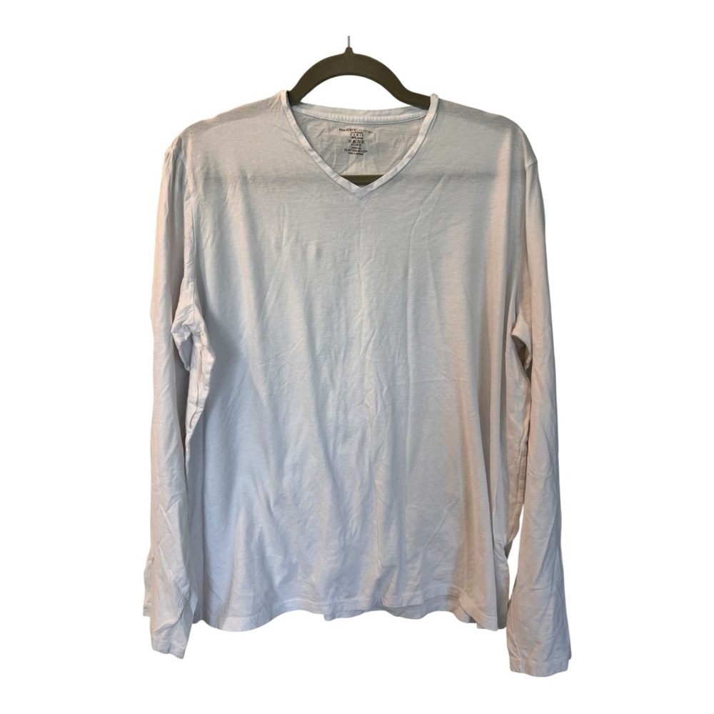NEW Majestic Filatures Men's Classic White V-Neck Long Sleeve Shirt -  XL